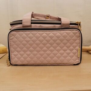 Quilted Cosmetic Craft Bag Train Case Makeup Organizer Travel Toiletry Bag Pink‎